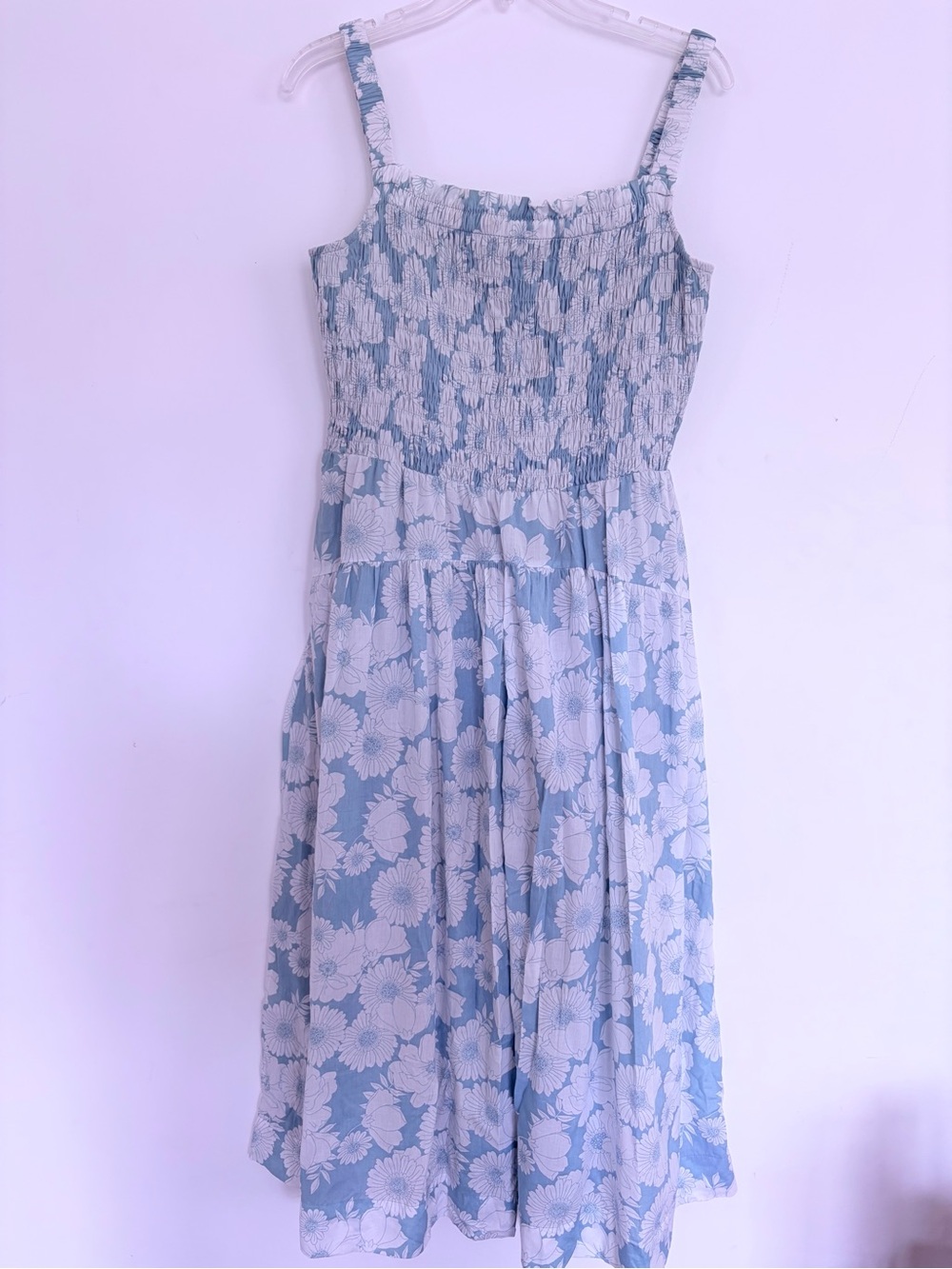 Floral Smocked Dress from Macy’s in Teal and White